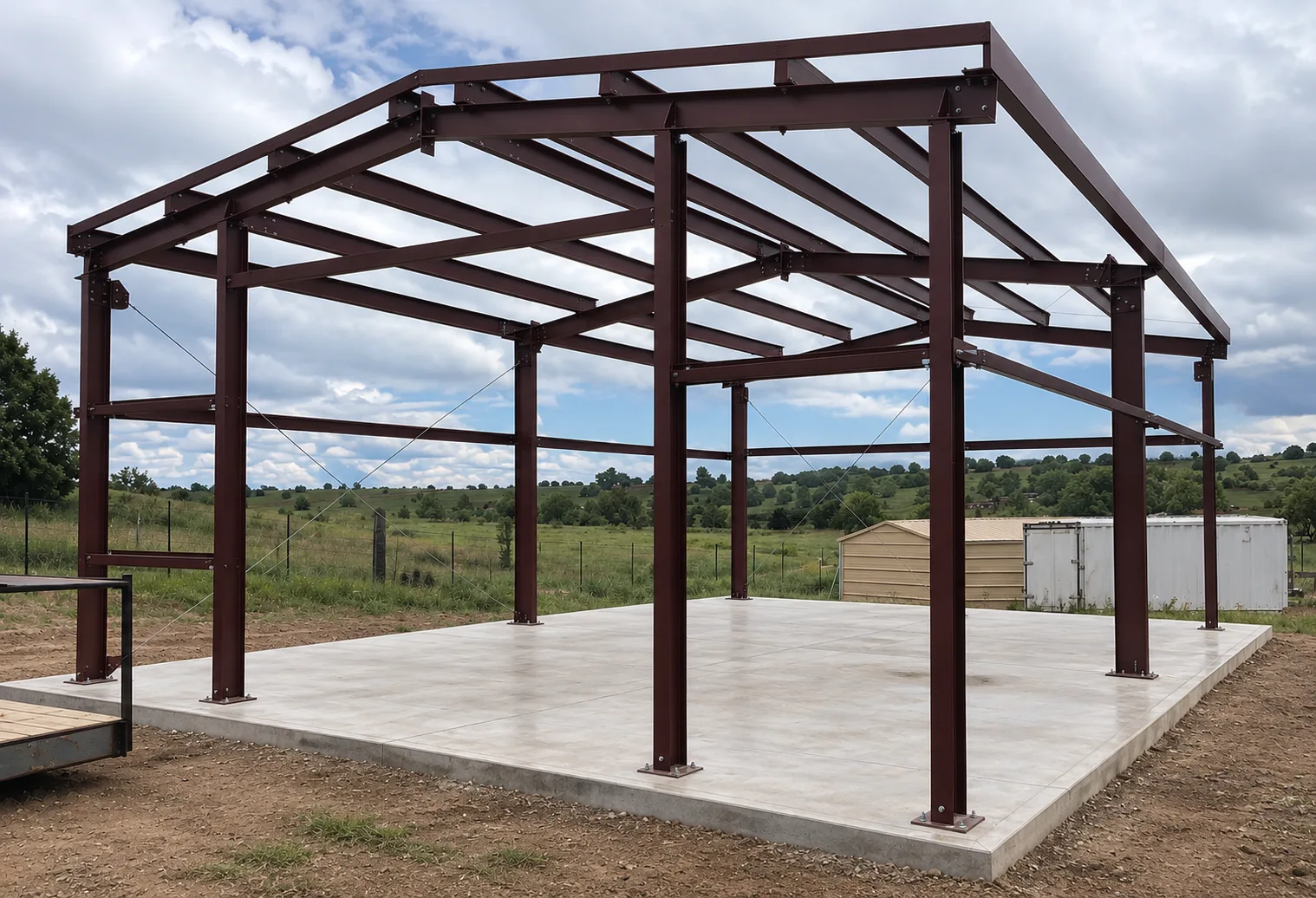 Rigid-frame steel beams and columns